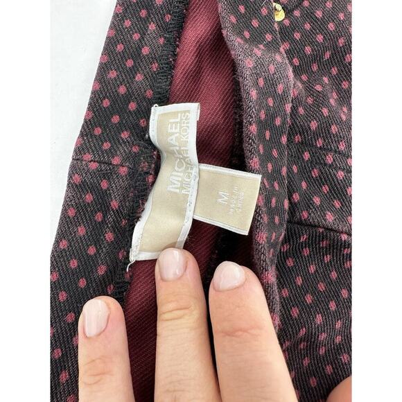 Michael Kors Pants Sz M Jegging Stretchy Ankle Skinny Polka Dot Pull On Burgendy - Picture 3 of 12